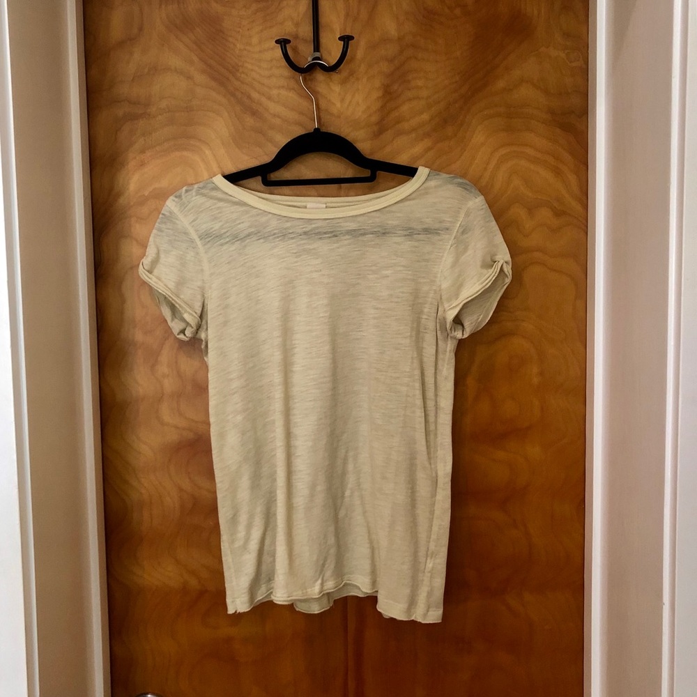 Free People Yellow Crew Neck Tee